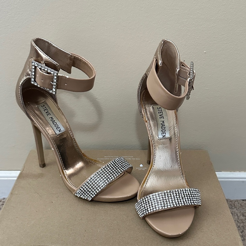 Steve Madden Nude Rhinestone Heels